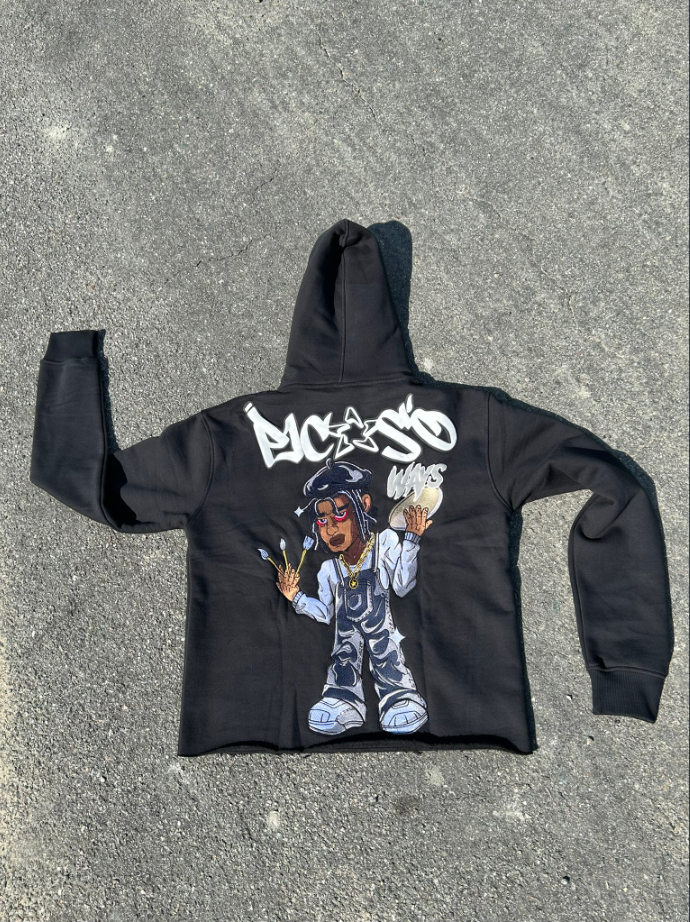 PW BLACK PAINTER CROPPED HOODIE