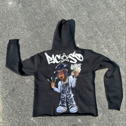 PW BLACK PAINTER CROPPED HOODIE