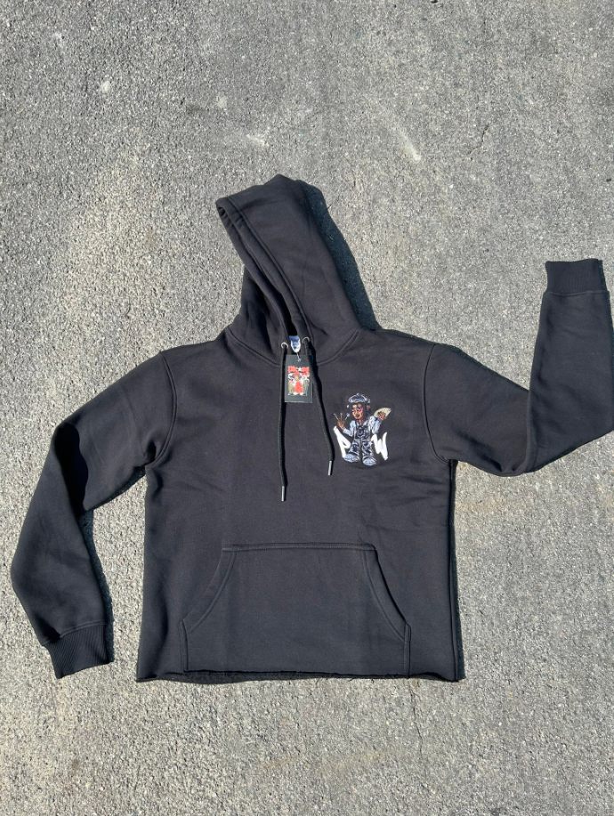 PW BLACK PAINTER CROPPED HOODIE