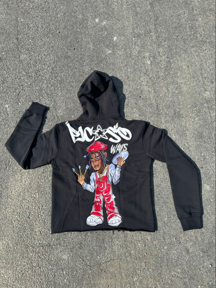 PW RED PAINTER CROPPED HOODIE